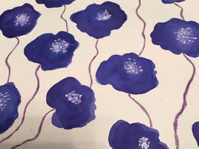 Jan. Blue floral wallpaper, brusho and gel pens. 11.20.jpg